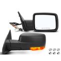 2 Pcs Textured Black Powered Heated Mirror Assembly for Dodge Ram 1500 09-18 2500 3500 4500