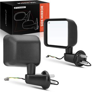 2 Pcs Textured Black Powered Heated Towing Mirror Assembly for Jeep JK Wrangler 11-13