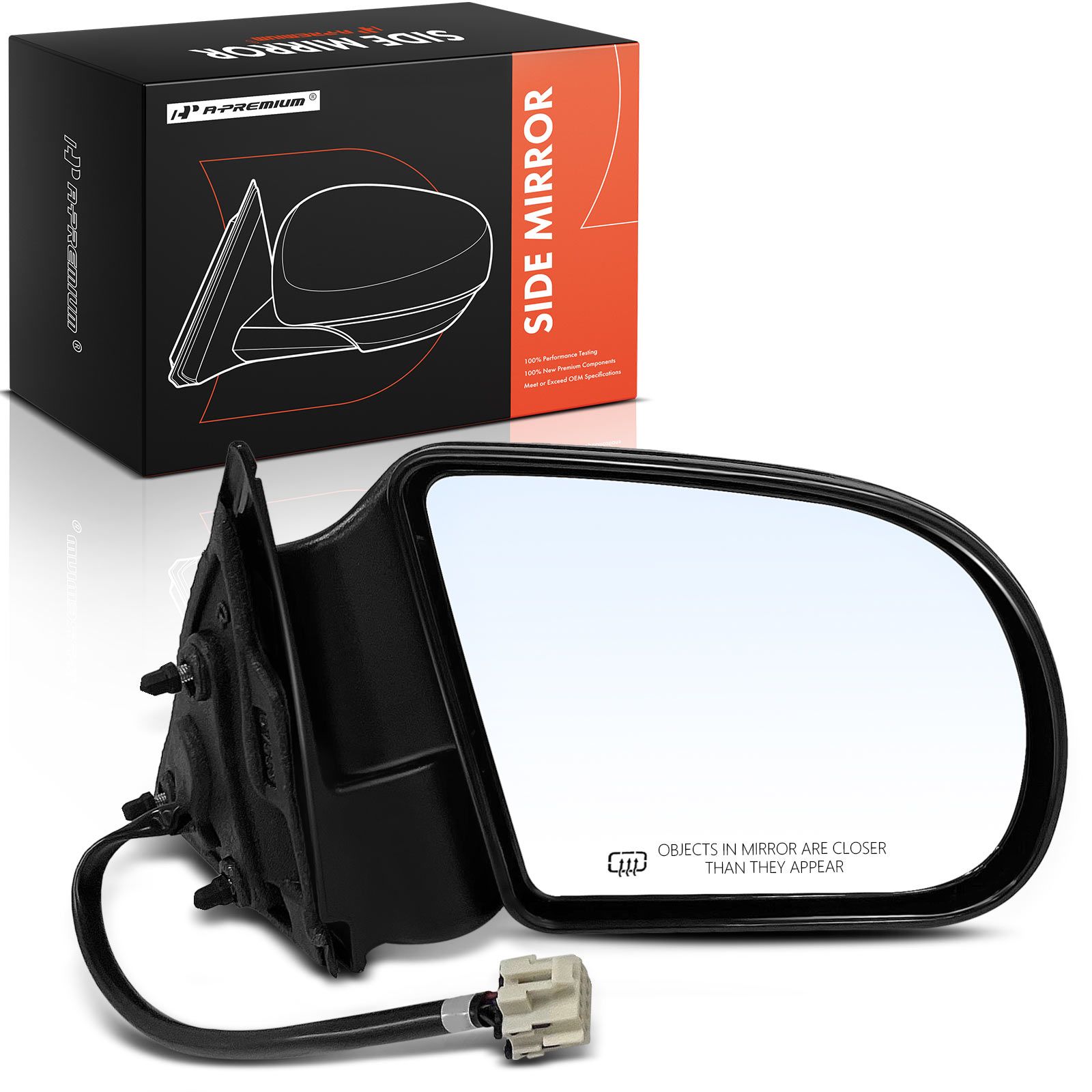 Passenger Black Textured Mirror with Power Glass Adjust for Chevy Blazer GMC Sonoma Olds