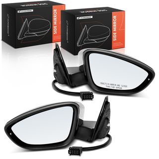 2 Pcs Driver & Passenger Black & Chrome Mirror with Power Glass Adjust for Volkswagen Beetle 12-19