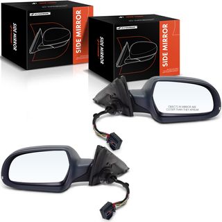 2 Pcs Driver & Passenger Primed Mirror with Power Glass Adjust for Audi A3 11-13