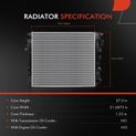 Aluminum Radiator without Oil Cooler for Ram 1500 2019-2022 V6 3.0L 3.6L