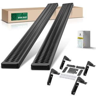 7 Inch Textured Black Aluminum Running Boards for Ford F-150 15-24 Extended Cab