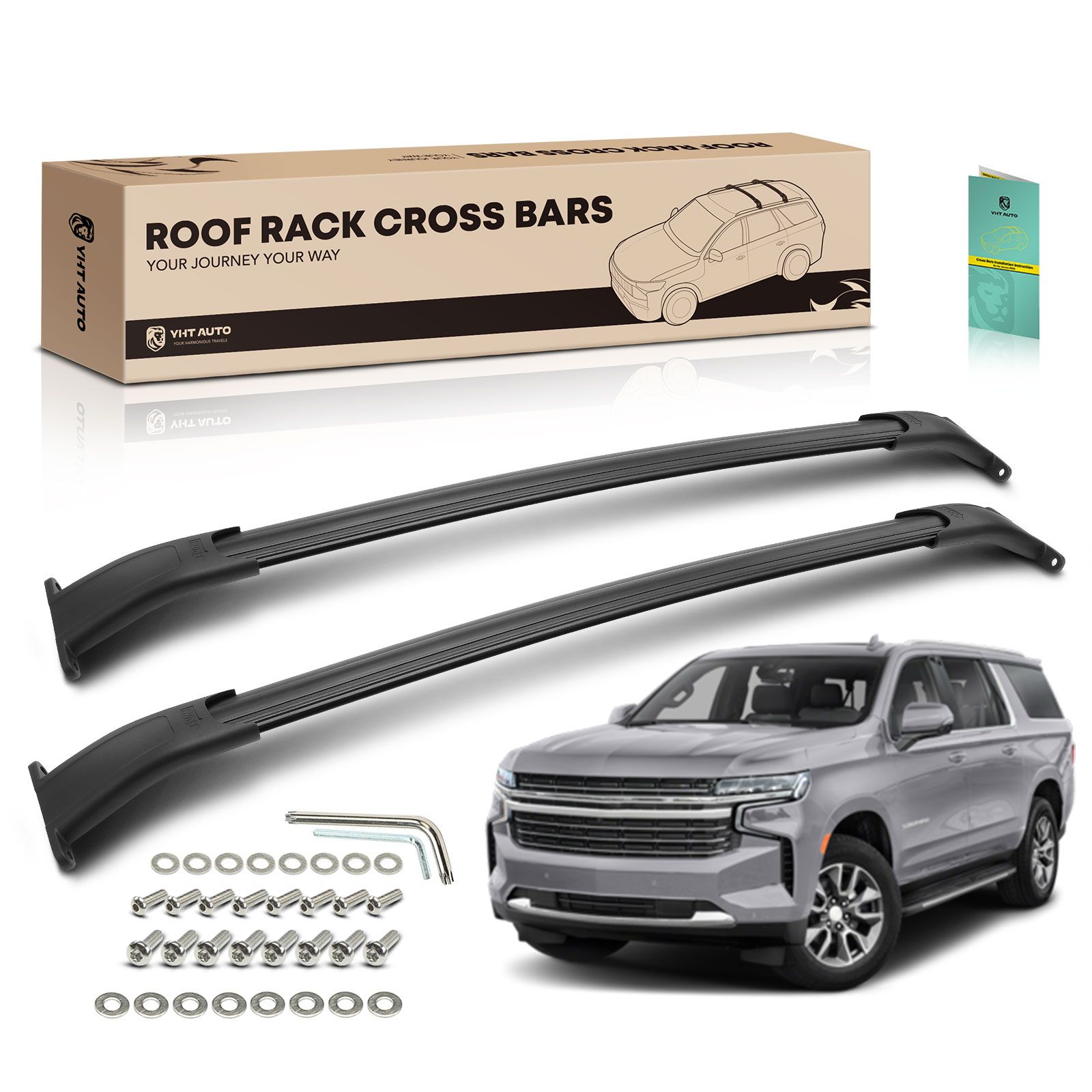 Black Aluminum Alloy Roof Rack Cross Bars for 2015 Chevrolet Tahoe