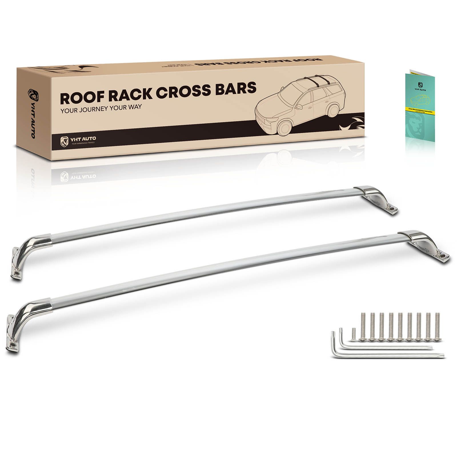 Silver Stainless & Aluminum Alloy Roof Rack Cross Bars for 2020