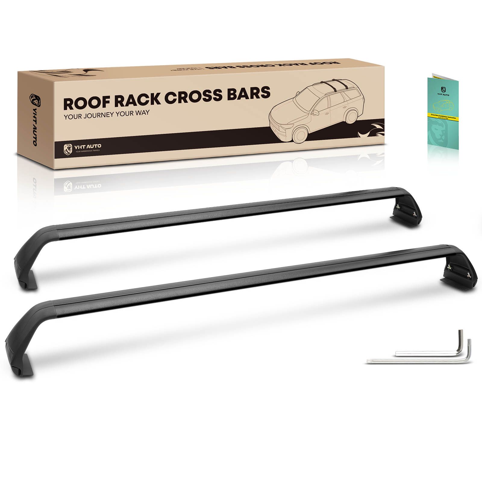 Black Aluminum Alloy Roof Rack Rail Cross Bar for 2008 Jeep Wrangler