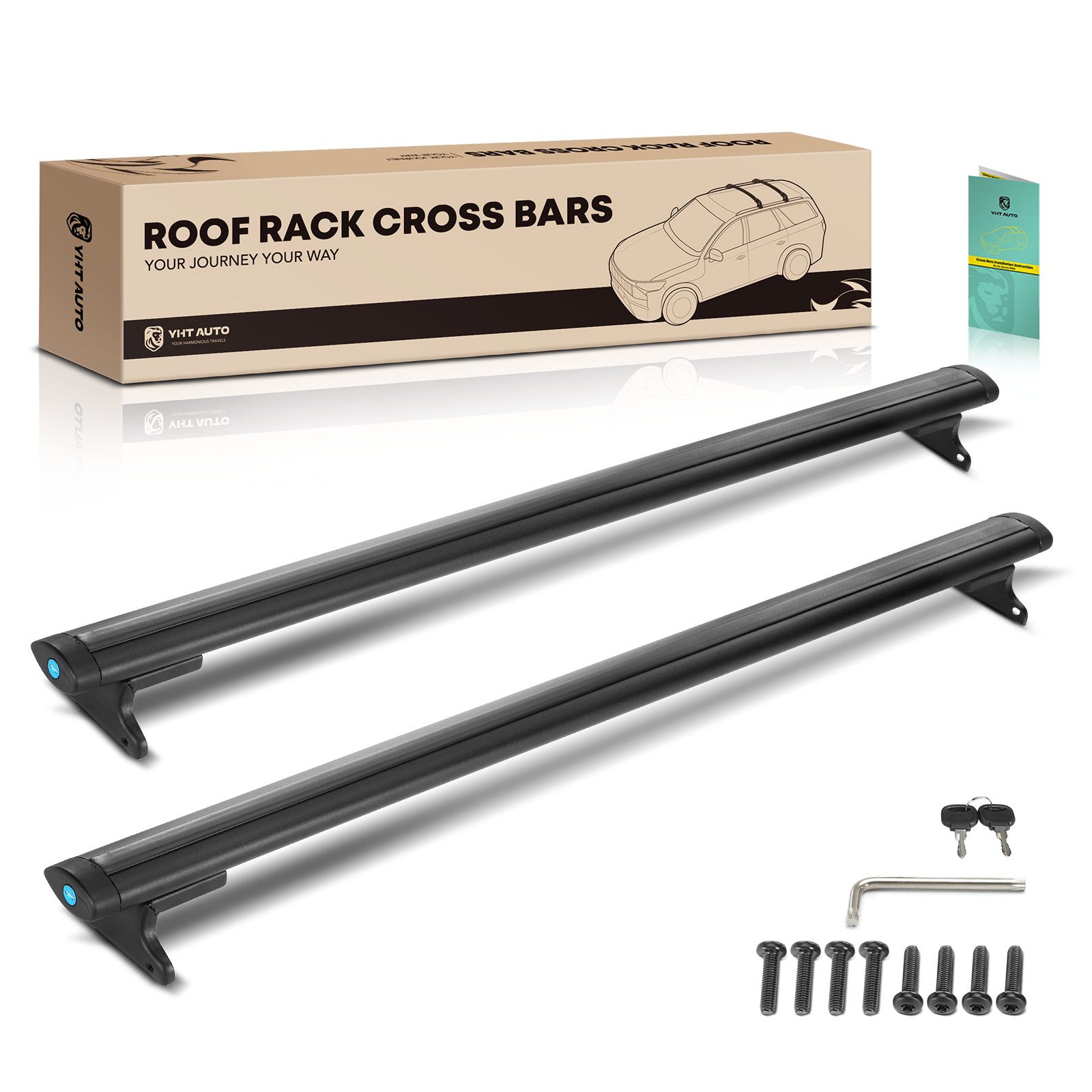 Black Aluminum Alloy Roof Rack Rail Cross Bars for 2011-2016 Jeep Compass