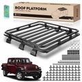 62-inch x 55-inch Black Aluminum Alloy Roof Rack Platform for 2018-2023 Jeep Wrangler