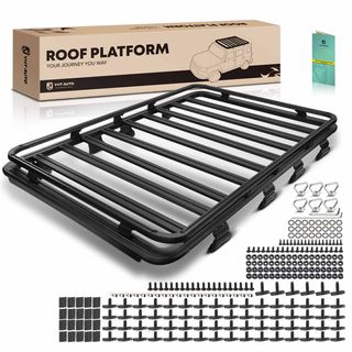 78-inch x 55-inch Black Aluminum Alloy Roof Rack Platform for Jeep JL JT