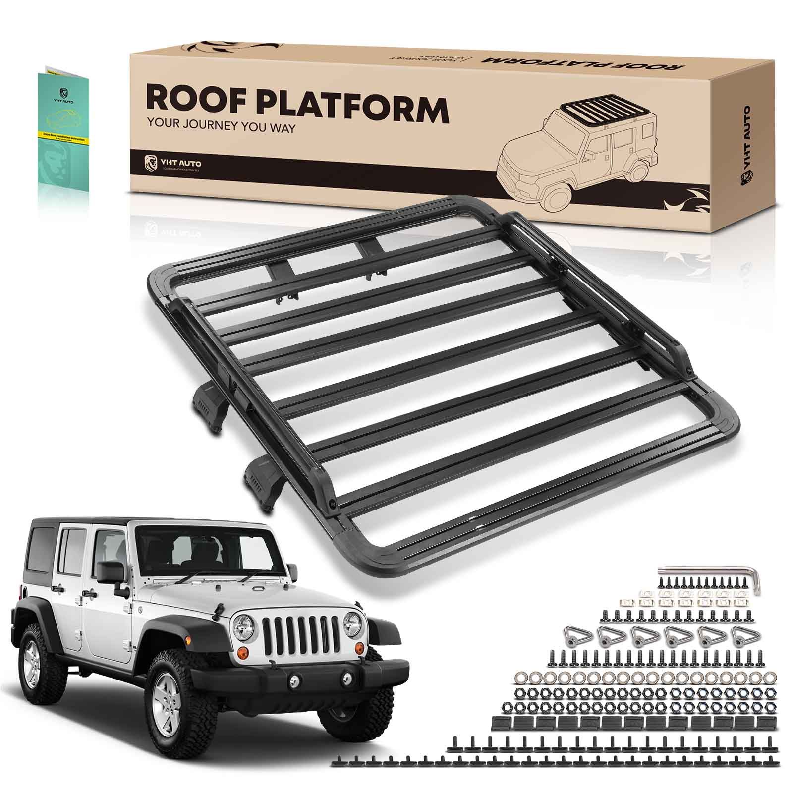 62-inch x 55-inch Black Aluminum Alloy Roof Rack Platform for 2010 Jeep Wrangler