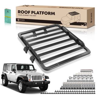 62-inch x 55-inch Black Aluminum Alloy Roof Rack Platform for Jeep Wrangler JK