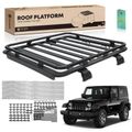 62 Inch x 55 Inch Aluminum Alloy Roof Rack Platform with All Side Guardrail for 2010 Jeep Wrangler