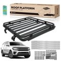 62 Inch x 55 Inch Aluminum Alloy Roof Rack Platform with All Side Guardrail for 2010 Jeep Wrangler