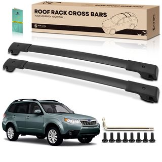 Black Aluminum Alloy & Nylon Roof Rack Rails Cross Bars for Subaru Forester 09-13