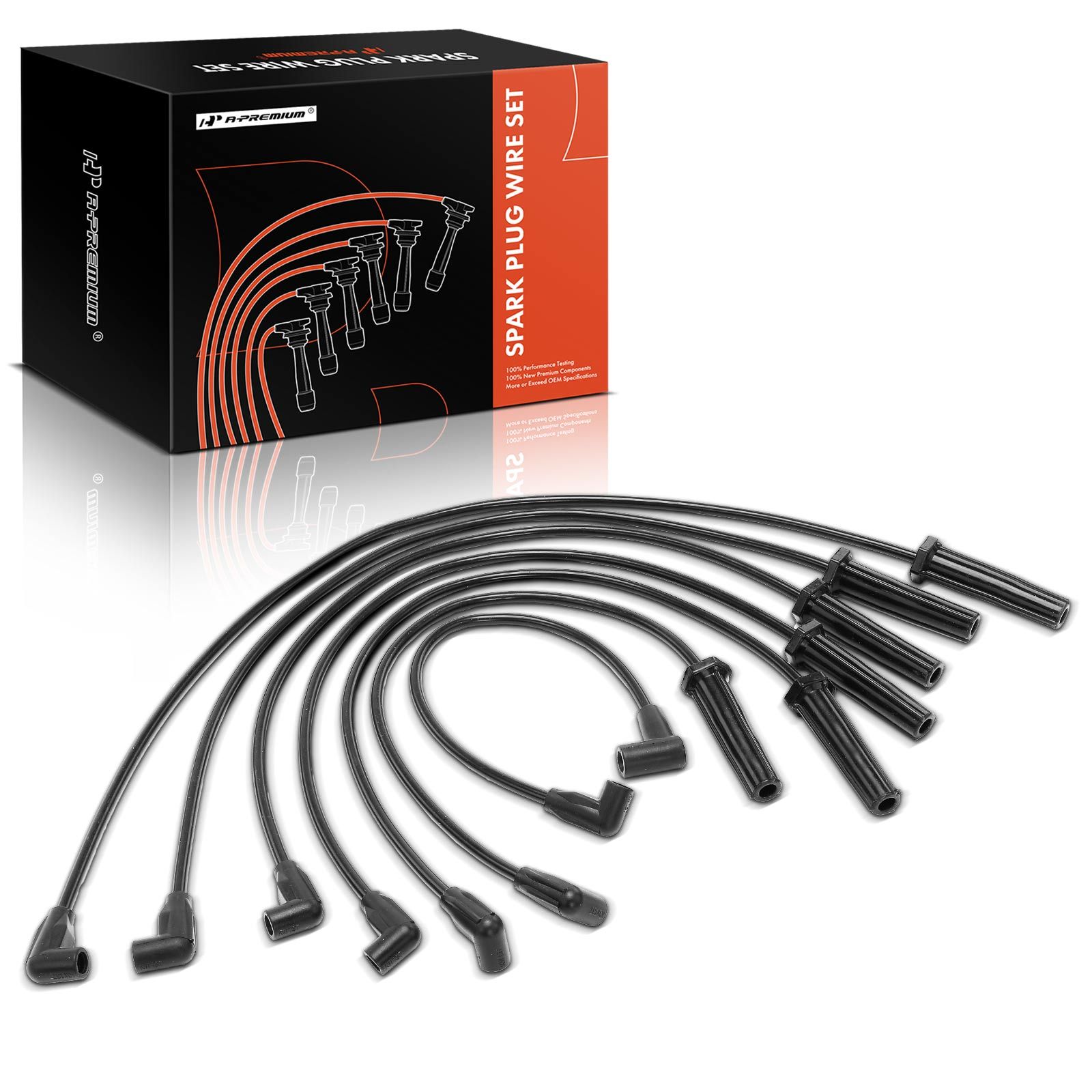 7 Pcs Black 7 mm Spark Plug Wire Set for 1989 Chevrolet Camaro