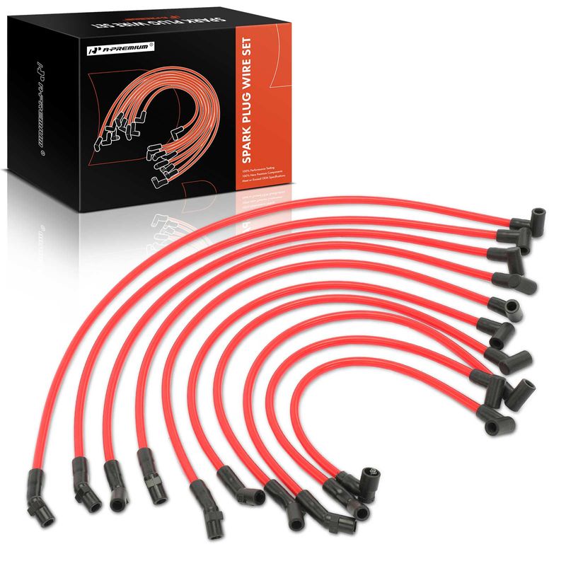 10 Pcs Red 10.5 mm Spark Plug Wire Set for 1994 Ford F-150