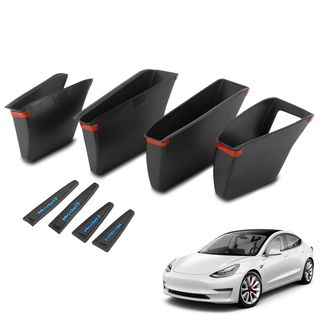 4 Pcs Front & Rear Black Door Storage Box for Tesla Model 3 2017-2020