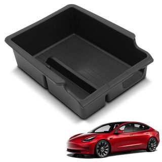 Center Armrest Black Storage Box with Sunglass Holder for Tesla 3 Y 2021-2023