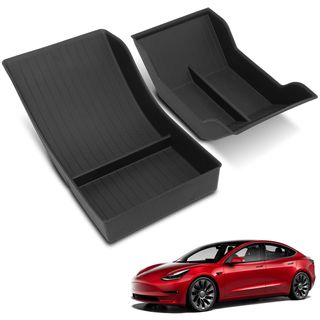 2 Pcs Center Lower Bottom Organiser Storage Box for Tesla Model 3 Y 2020-2024