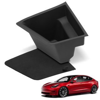2 Pcs Rear Trunk Black Organizer Storage Box with Cover for Tesla 3 2020-2023