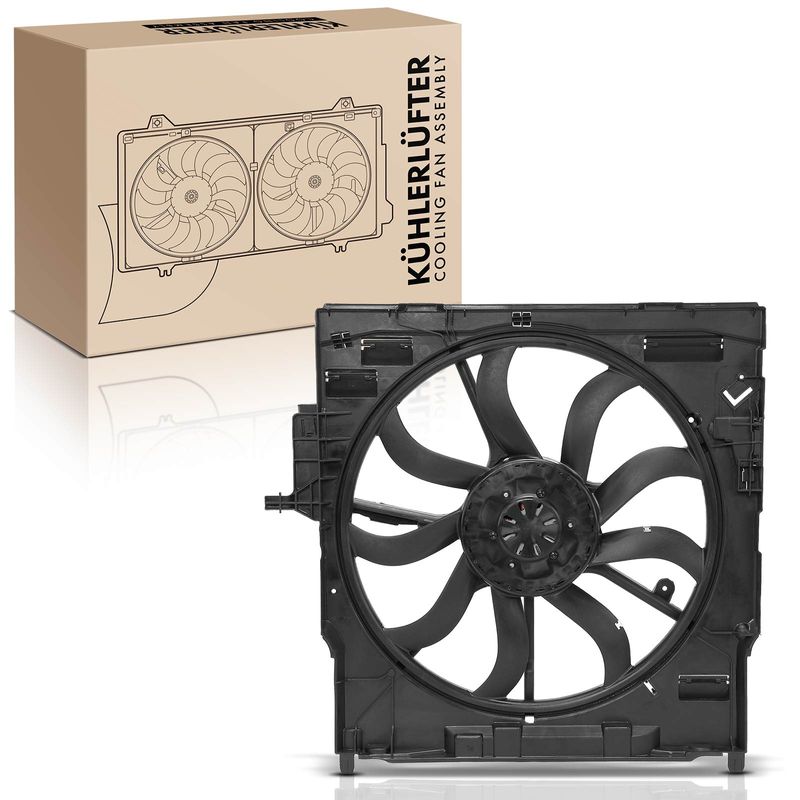 Single Radiator Cooling Fan Assembly with Shroud for BMW X6 2009-2010 L6 3.0L