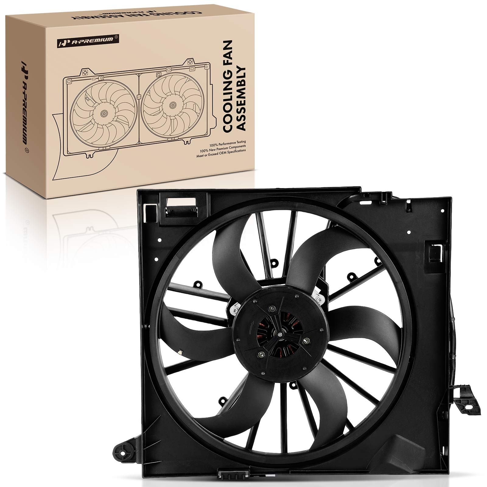 Single Radiator Cooling Fan with Shroud Assembly for Jaguar XJ 10-19 XF 13-15