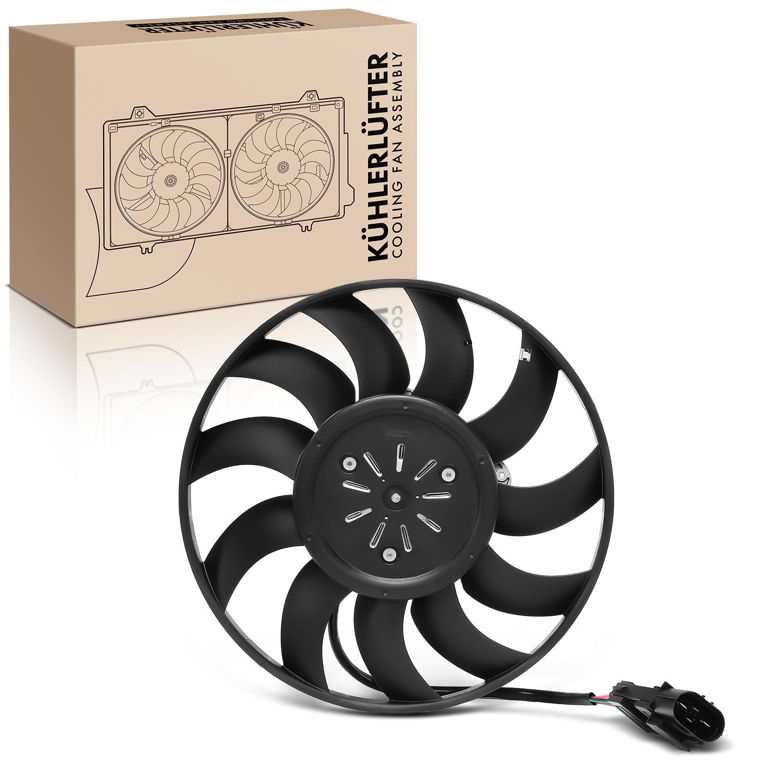 Single Engine Radiator Cooling Fan with Brushless Motor Assembly for VW Touareg 2004-2009