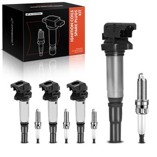 4 Pcs Black Ignition Coil & 4 Pcs IRIDIUM Spark Plug Kit for Mini R52 R57 R58 Cooper 07-13