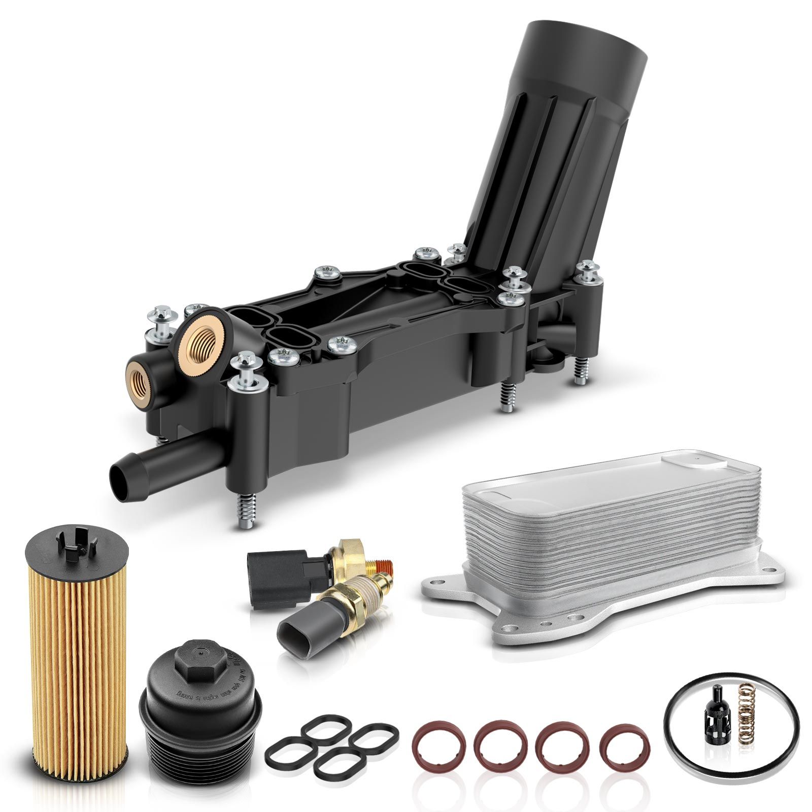Engine oil filter assembly with 2 sensors for chrysler dodge jeep ram 3