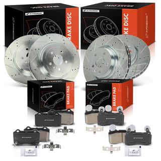 12 Pcs Front & Rear Drilled Brake Rotors & Ceramic Brake Pads for Tesla S BATTERY