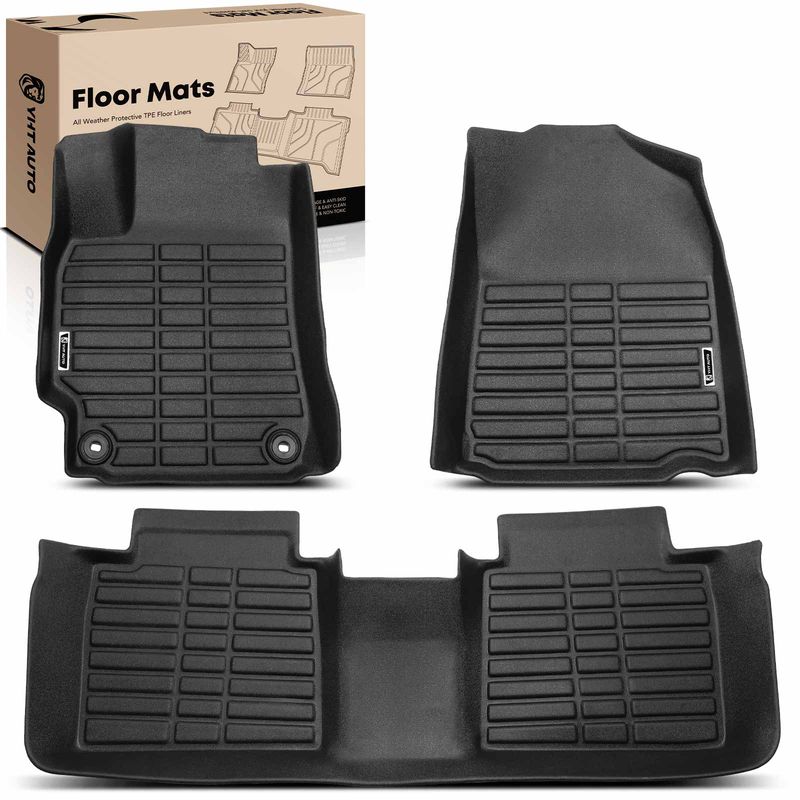 3 Pcs Front & Rear Black Floor Mats Liners for 2013 Toyota Camry